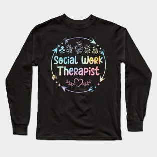 Social work Therapist cute floral watercolor Long Sleeve T-Shirt